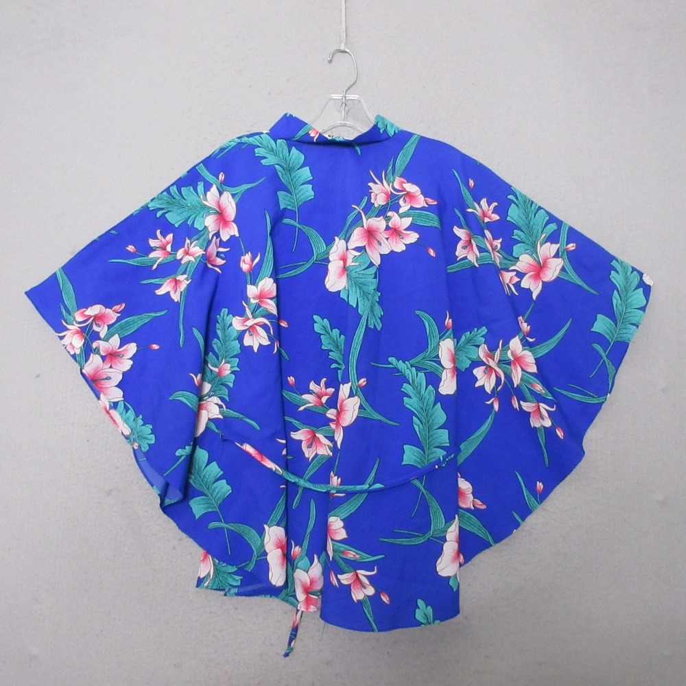 Vintage Hilo Hatties‎ Top Poncho Queen Blue Floral Hawaiian Luau Aloha USA NWT - Picture 2 of 10